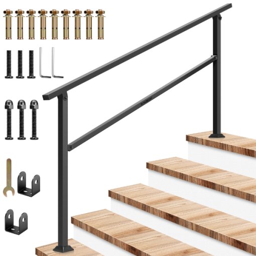 Outdoor Wrought Mattle Iron Handrail for Concrete Steps, Porch Steps