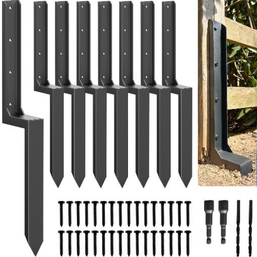 Thickened Fence Post Repair Stakes Kit, Steel Fence Post Anchor, Repair Broken Wood Fence Post Support